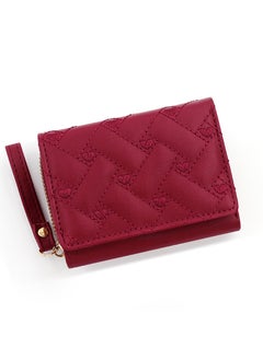 Ladies Short Wallet Embroidered Love Coin Purse T441-1 Red