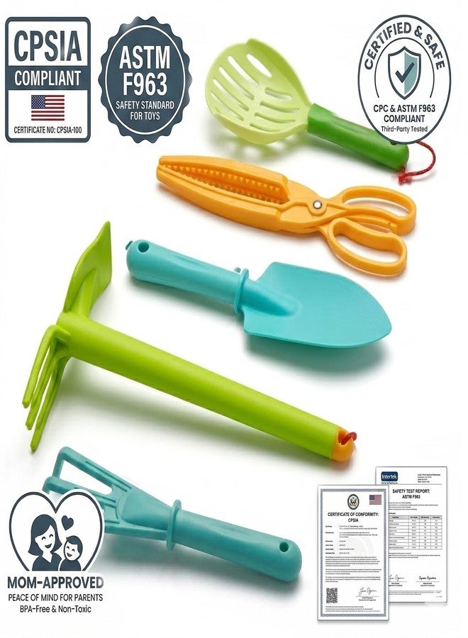 SupMLC Sand Beach Toys for Kids, 5 PCS Beach Shovel Sifter Rake, Clip Tongs Set - Travel-Friendly Mesh Scooper for Shell Collecting, Outdoor Essentials Shark Tooth Sifter Dipper for Toddlers Boys Girls - Image 2