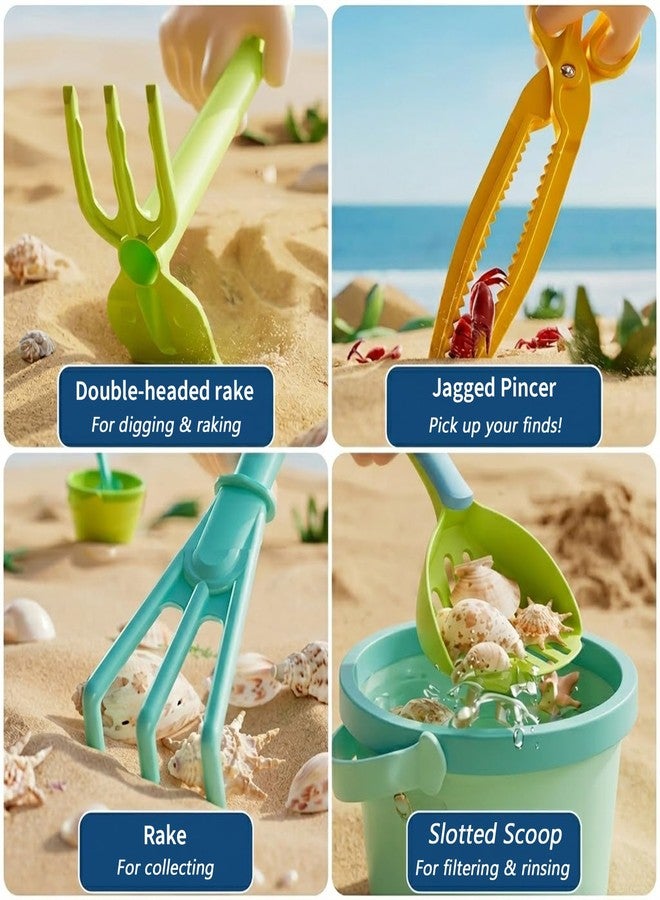 SupMLC Sand Beach Toys for Kids, 5 PCS Beach Shovel Sifter Rake, Clip Tongs Set - Travel-Friendly Mesh Scooper for Shell Collecting, Outdoor Essentials Shark Tooth Sifter Dipper for Toddlers Boys Girls - Image 5