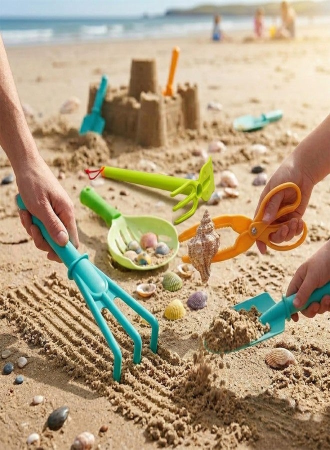 SupMLC Sand Beach Toys for Kids, 5 PCS Beach Shovel Sifter Rake, Clip Tongs Set - Travel-Friendly Mesh Scooper for Shell Collecting, Outdoor Essentials Shark Tooth Sifter Dipper for Toddlers Boys Girls - Image 3