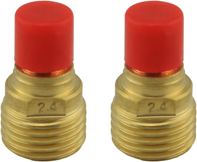 klarako 2pcs 45V44 Tig Welding Gas Lens Collet Bodies Gas Lens Collet Body Welding Equipment, Gold - Image 1