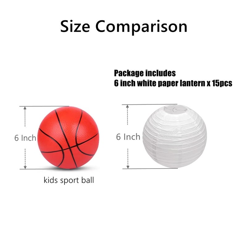 Jayke Joy 15pcs White Paper Lanterns Hanging Ball Lanterns for Birthday Wedding Bridal Baby Shower Art Class Home Outdoor Indoor Party Decoration (6 inch) - Image 2