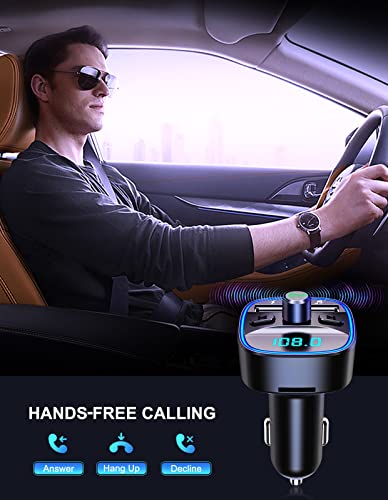 Comsoon (Upgraded) COMSOON FM Transmitter, Bluetooth Car Adapter MP3 Player, Hands-Free Calling, Dual USB Ports (5V/2.4A & 1A), LED Screen, Support SD/TF Card Flash Drive - Image 3