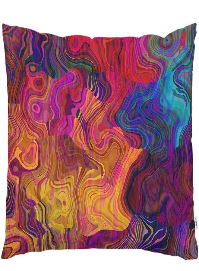 EKOBLA Throw Pillow Cover Abstract Colorful Chaotic Waves Rainbow with Purple Orange Gold Blue Colors Decor Lumbar Pillow Case Cushion for Sofa Couch Bed Standard Queen Size 20x30 Inch - Image 1