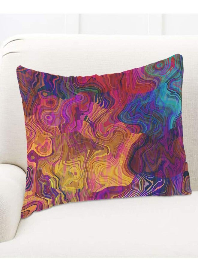 EKOBLA Throw Pillow Cover Abstract Colorful Chaotic Waves Rainbow with Purple Orange Gold Blue Colors Decor Lumbar Pillow Case Cushion for Sofa Couch Bed Standard Queen Size 20x30 Inch - Image 5