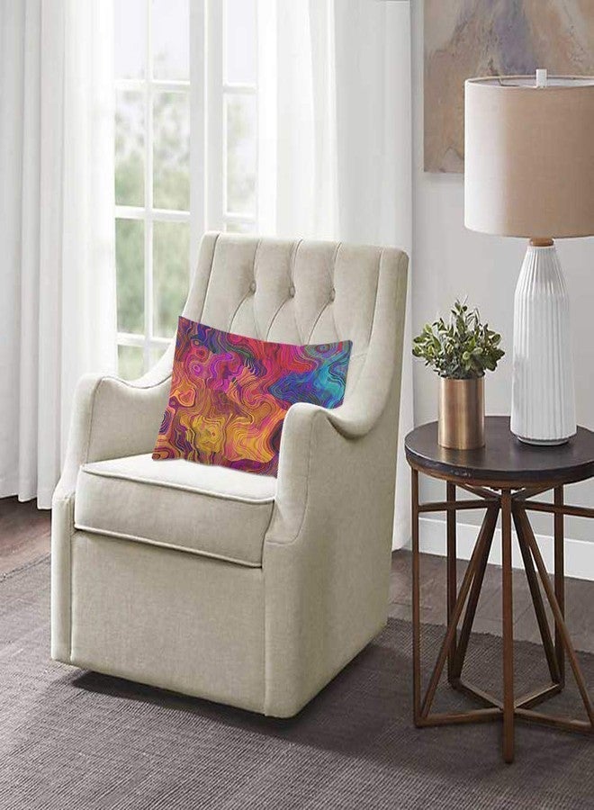 EKOBLA Throw Pillow Cover Abstract Colorful Chaotic Waves Rainbow with Purple Orange Gold Blue Colors Decor Lumbar Pillow Case Cushion for Sofa Couch Bed Standard Queen Size 20x30 Inch - Image 2