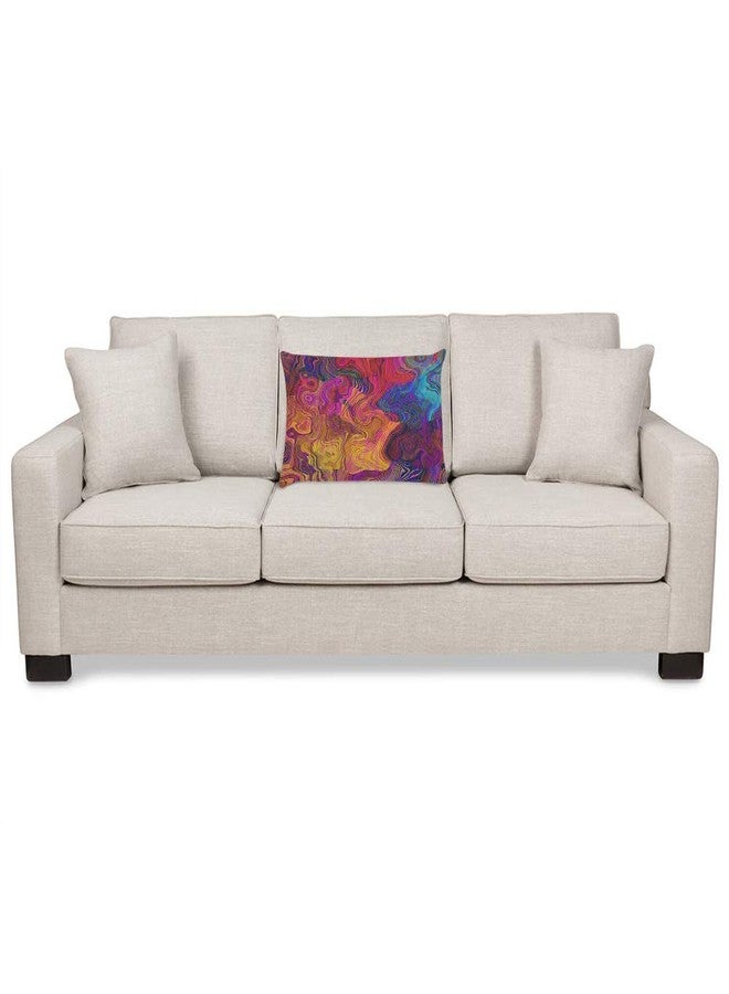 EKOBLA Throw Pillow Cover Abstract Colorful Chaotic Waves Rainbow with Purple Orange Gold Blue Colors Decor Lumbar Pillow Case Cushion for Sofa Couch Bed Standard Queen Size 20x30 Inch - Image 3