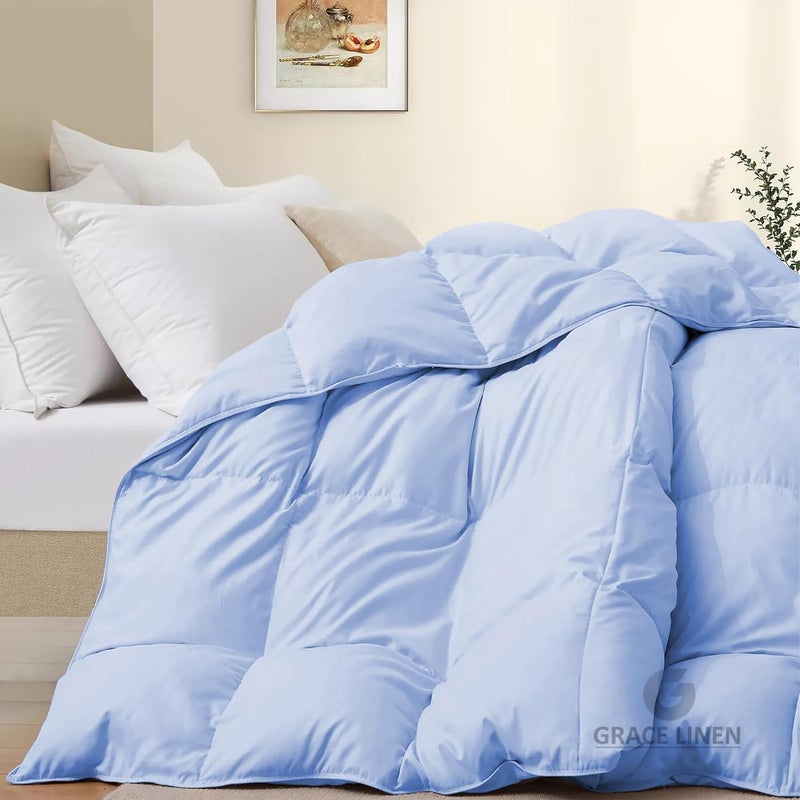 Grace Linen 400 GSM Heavy Winter Comforter for Single Size 60X90 Restful Sleep Soft Microfiber Single Size ComforterQuiltDuvetBlanket Single Size Sky Blue Color - Image 2