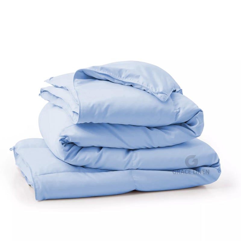 Grace Linen 400 GSM Heavy Winter Comforter for Single Size 60X90 Restful Sleep Soft Microfiber Single Size ComforterQuiltDuvetBlanket Single Size Sky Blue Color - Image 3