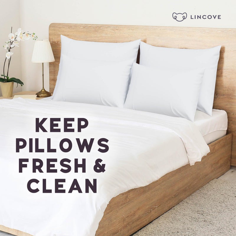 Lincove Lincove 100% Cotton Sateen Pillowcase - 500 Thread Count Luxury Cotton | Soft and Durable Bed Pillow Case, New and Improved, Queen Size, 20”x30” – Includes 1 Pillowcase  - Image 5