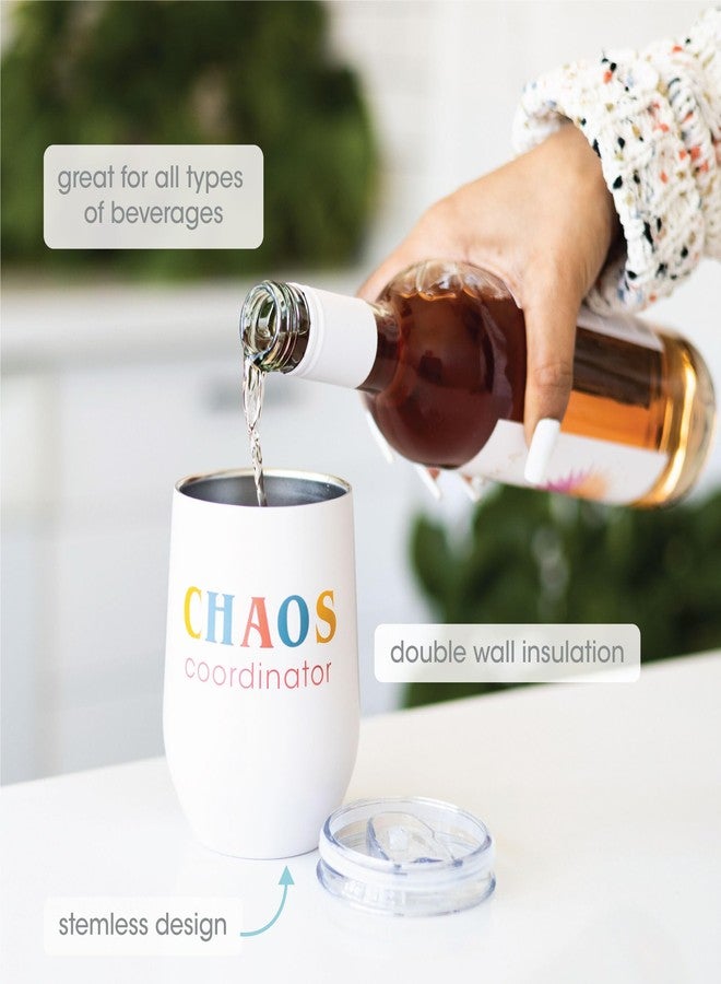 Pearhead Chaos Coordinator Stainless Steel Wine Tumbler with Press-In and Slide Locking Lid, Mother’s Day Stemless Wine Glass Tumbler Mug, New Mom Accessory, 12oz - Image 2