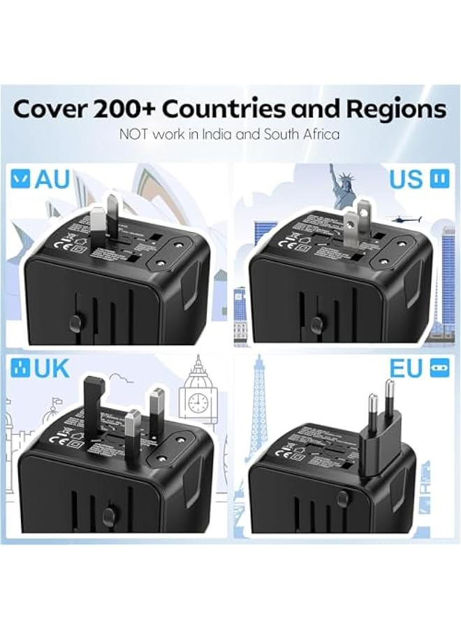 Universal Travel Plug Adapter, 5 in 1 European Travel Plug Adapter 2xUSB-A and 2xUSB C Wall Charger with Worldwide AC Outlet,International Power Adapter for Europe USA UK AUS Asia  - Image 4