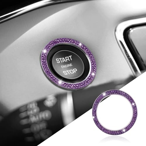 HEVLE Bling Car Crystal Rhinestone Ring Sticker Push to Start Button Cover Key Ignition Knob Ring Sparkling Car Interior Decoration Accessories for Women - Image 1
