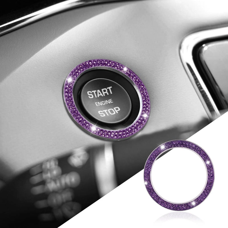 HEVLE Bling Car Crystal Rhinestone Ring Sticker Push to Start Button Cover Key Ignition Knob Ring Sparkling Car Interior Decoration Accessories for Women - Image 3