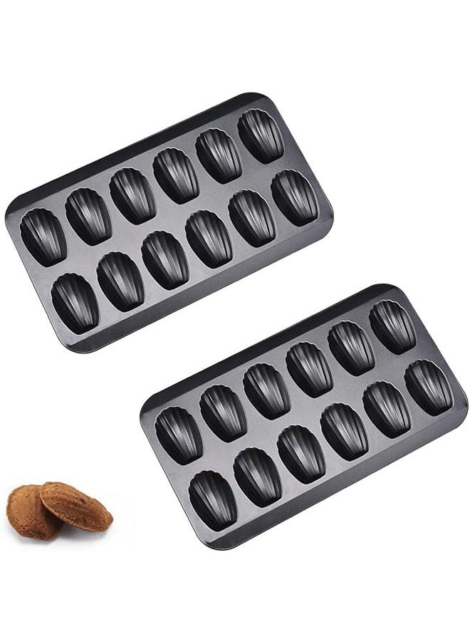 Arabest 2 Pack Madeleine Pan , Spherical Scallop Madeline Bakeware 12-Cavity Heavy Duty Nonstick Madeleine Trays for Oven Baking  - Image 1