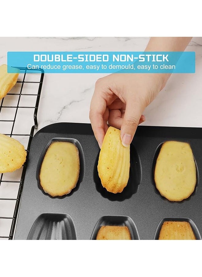 Arabest 2 Pack Madeleine Pan , Spherical Scallop Madeline Bakeware 12-Cavity Heavy Duty Nonstick Madeleine Trays for Oven Baking  - Image 3