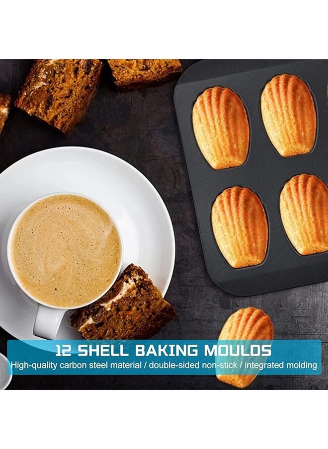Arabest 2 Pack Madeleine Pan , Spherical Scallop Madeline Bakeware 12-Cavity Heavy Duty Nonstick Madeleine Trays for Oven Baking  - Image 4
