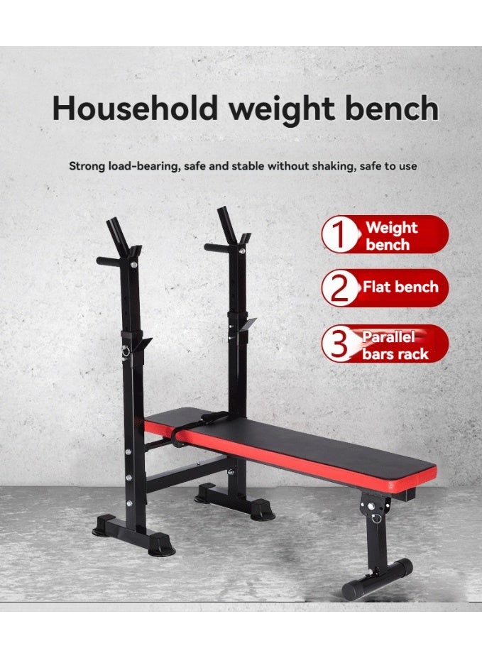 WALALLA Steel Weight Bench w/ Squat Rack in Multiple Colors, 220kg User Capacity - Foldable Home Gym Equipment for Range of Workouts w/ 80-106 cm Adjustable Barbell Holder & Adjustable Seat and Recliner - Image 2