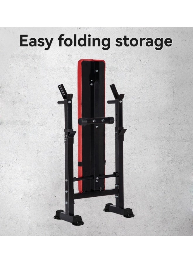 WALALLA Steel Weight Bench w/ Squat Rack in Multiple Colors, 220kg User Capacity - Foldable Home Gym Equipment for Range of Workouts w/ 80-106 cm Adjustable Barbell Holder & Adjustable Seat and Recliner - Image 4