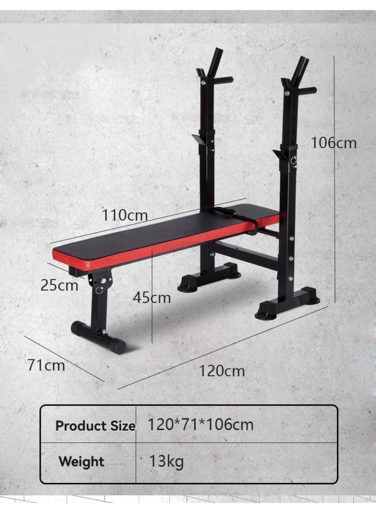 WALALLA Steel Weight Bench w/ Squat Rack in Multiple Colors, 220kg User Capacity - Foldable Home Gym Equipment for Range of Workouts w/ 80-106 cm Adjustable Barbell Holder & Adjustable Seat and Recliner - Image 5