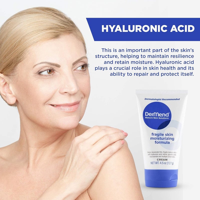 Dermend Specialized Fragile Skin Moisturizing Cream: Formula to Restore & Rejuvenate - Daily Anti Wrinkle Cream for Firming & Strengthening Thin, Aging Skin - 4.5 Oz Tube - Image 3