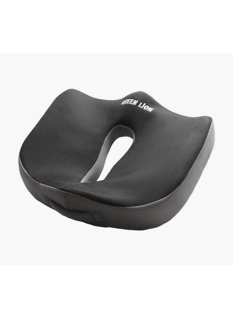 GREEN LION Seat Cushion / Memory Foam for Office / Chair / Car Seat / Airplane / Travel / Bleacher / 100% Polyurethane Foam / Best for Backpain Relief / Tailbone Support / Healthy Posture / Skin Friendly / Soft Fabric - Black  - Image 1