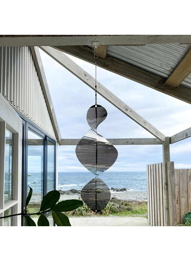 Silvery Steel 3D Hanging Wind Spinner Bird Deterrent 12 Inch Garden Yard Decor - Image 5