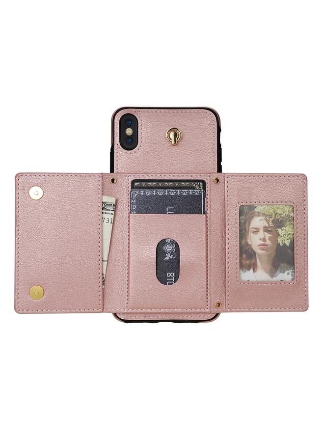 اس-توب حافظة هاتف iPhone XS Max ثلاثية الطي مع حقيبة بطاقات وحبل طويل - Image 4