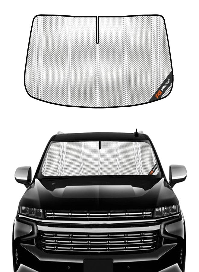 Pigenius Windshield Sun Shade for 2021-2024 Chevrolet Suburban/Tahoe, 2021-2023 GMC Yukon/Yukon XL/Cadillac Escalade/Escalade ESV. Full Front Window Sunshade Coverage - Image 1