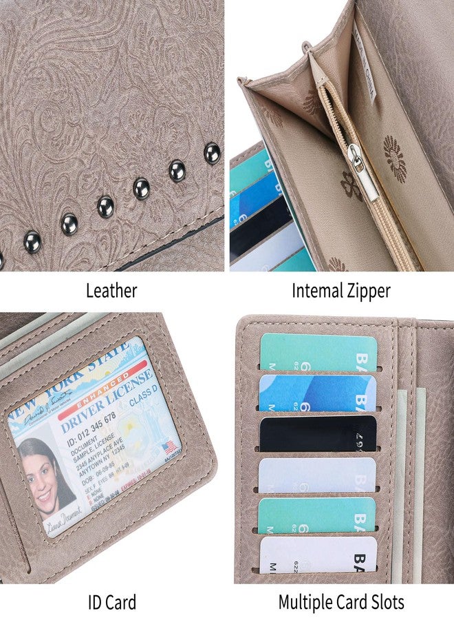 FALAN MULE Wallets for Women Trifold Wristlet Wallets Large Capacity RFID Blocking Ladies Purse Credit Card Holder - Image 4