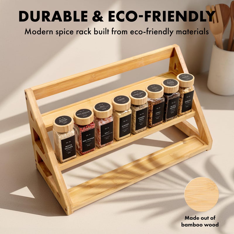 EDELHAUS 3 Tier Bamboo Spice Rack Organizer for Cabinet â€“ Fits 24 Spice Jars, 17.5â€ Wide Countertop & Cabinet Organizer for Kitchen Organization, Seasoning Organizer Shelf (Jars Not Included) - Image 5