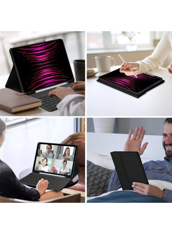 Muzz Wireless Keyboard Case with Arabic and English Layout, Rechargeable Bluetooth, Slim Stand Cover,Keyboard Case For (iPad Pro 12.9 inch 2022) - Image 5