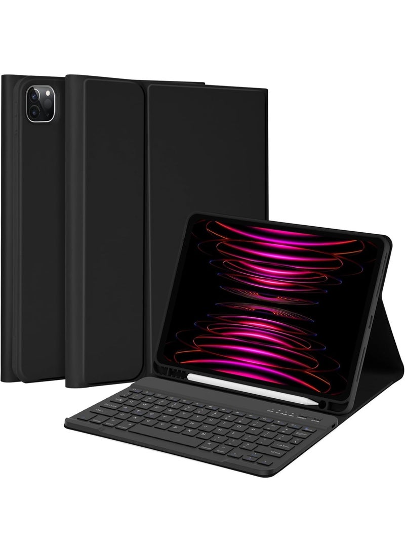 Muzz Wireless Keyboard Case with Arabic and English Layout, Rechargeable Bluetooth, Slim Stand Cover,Keyboard Case For (iPad Pro 12.9 inch 2022) - Image 1