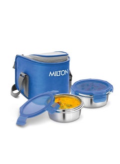 Milton MILTON Cube 2 Lunch Box, 300 ml, Set of 2, Blue  - Image 1