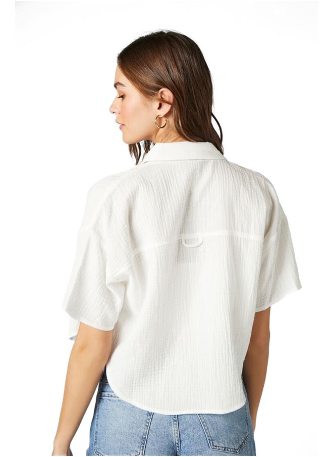 FOREVER 21 BUTTON DOWN WOVEN TOP  - Image 3