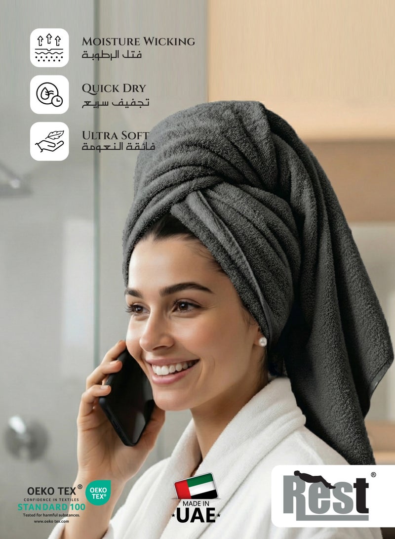 REST Bath Towel  Set of 2 Grey Cotton Towel  70x140cm  , 27x55 inch Luxury Hotel Towel Set Absorbent Durable Lightweight Washable Quick Dry Spa Quality Beach Pool Family Bath Towel. - Image 4