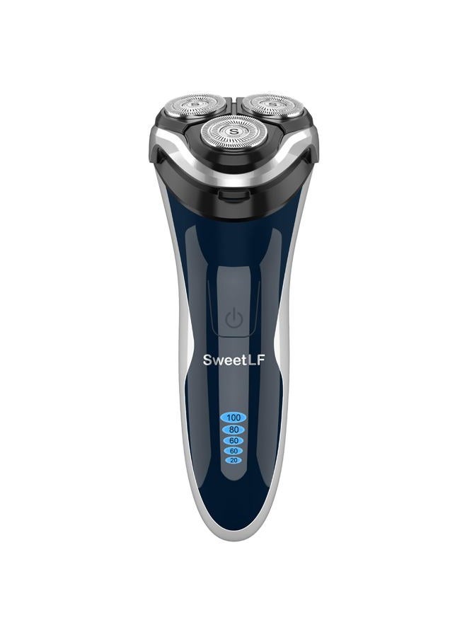 SweetLF Electric Razor for Men, SweetLF 100% Waterproof Electric Shaver, Type C Rechargeable, Wet & Dry Rotary Shavers for Men with Pop up Trimmer, Corded and Cordless, Navy Blue  - Image 1