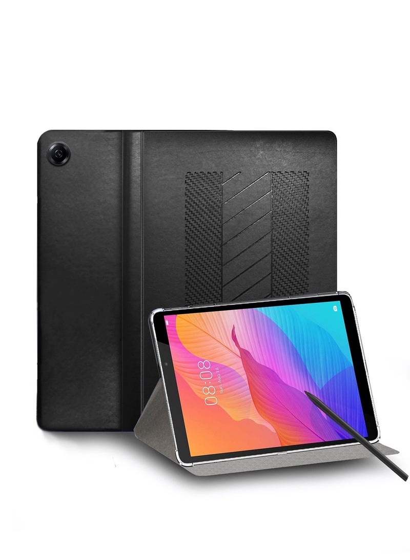 Wtech Huawei MatePad T8 4G 2020 (L03, L09, W09) 8 inch Classic PU Leather Trifold Stand Flip Case Cover - Black - Image 1