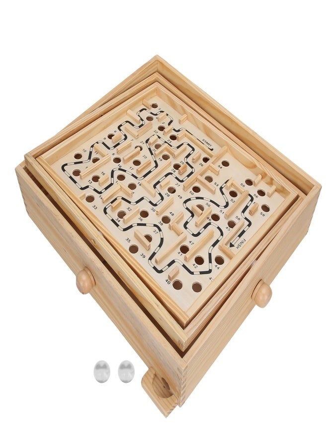 Wooden Ball Game Maze Educational Enhances CoordinationLabyrinth Puzzle Toy for Adults Kids - Image 1