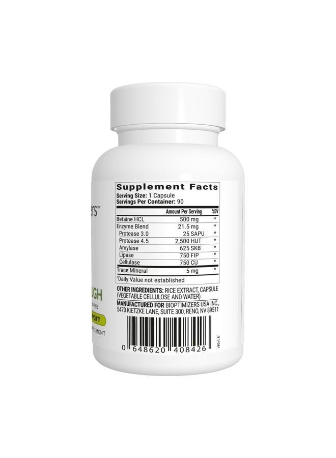 BiOptimizers HCL Breakthrough - Betaine Hydrochloride Enzymes Supplement - Assists with Protein Breakdown and Absorption - Helps Gas and Heartburn Relief - 90 Pepsin-Free Capsules - Image 3