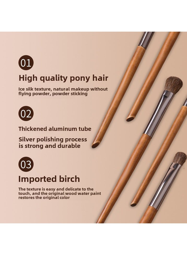 Goolsky Eye Makeup Brush Set, 5 Pcs Professional Blending Eyeshadow Makeup Brushes for Concealer Eyebrows Eyeliner, Soft Hairs & Wood Handle - Image 2