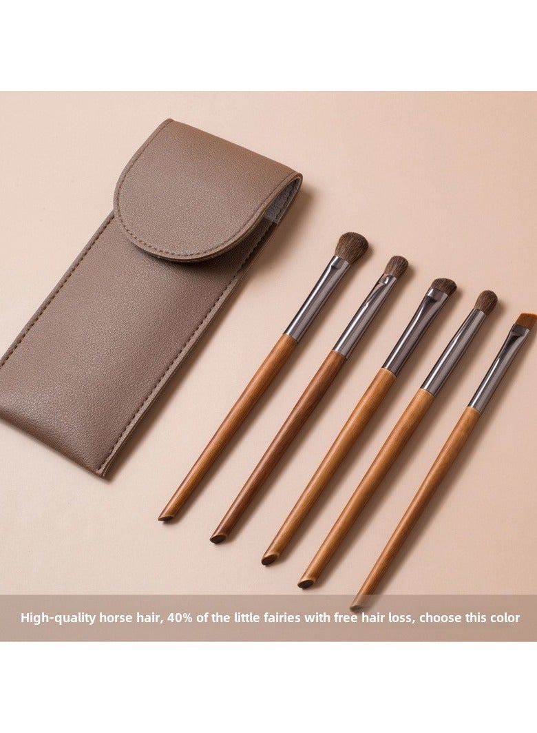Goolsky Eye Makeup Brush Set, 5 Pcs Professional Blending Eyeshadow Makeup Brushes for Concealer Eyebrows Eyeliner, Soft Hairs & Wood Handle - Image 1