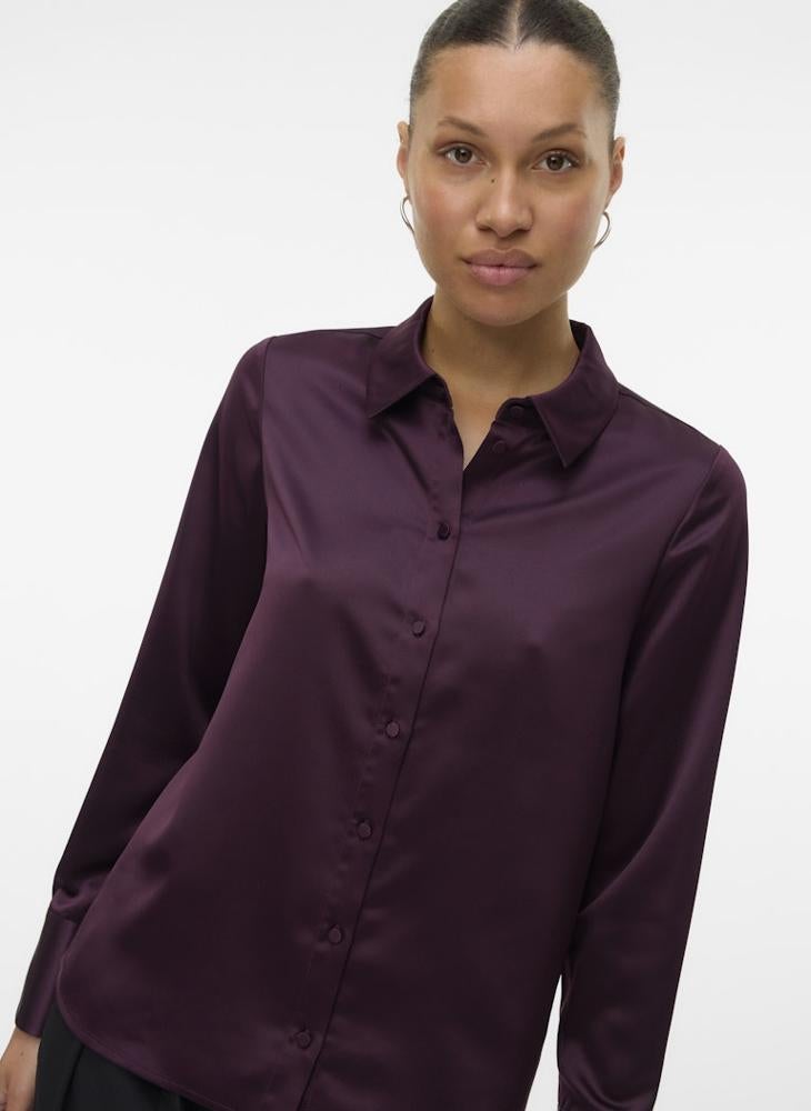 VERO MODA Satin Detail Button Down Shirt - Image 1