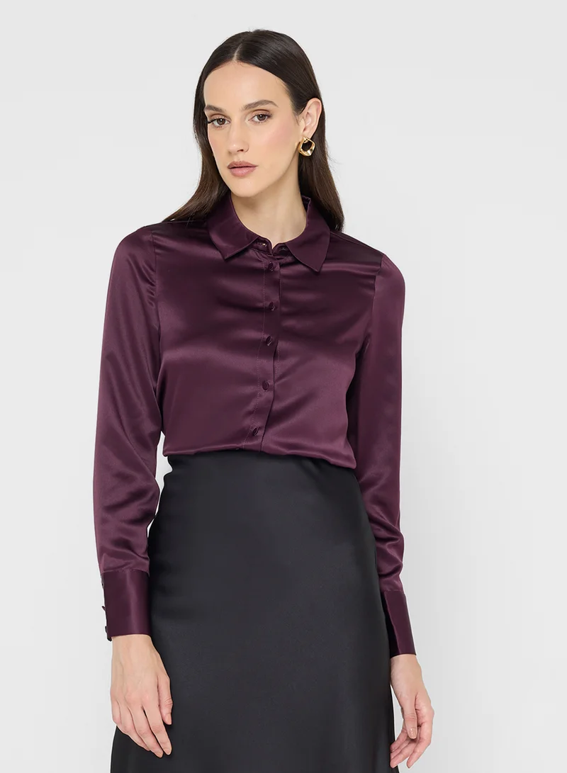 VERO MODA Satin Detail Button Down Shirt