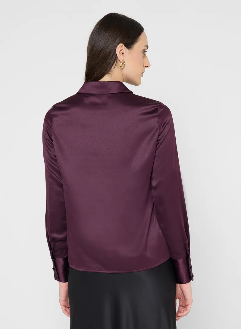 VERO MODA Satin Detail Button Down Shirt