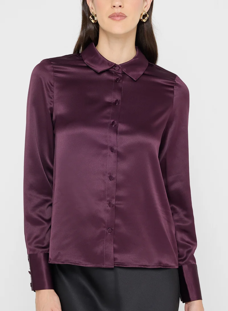 VERO MODA Satin Detail Button Down Shirt