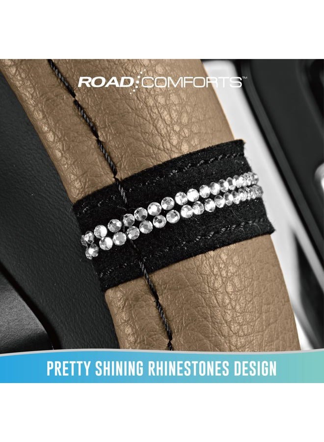 Road Comforts Leopard Steering Wheel Cover - Made with PVC Leather Cheetah Print - Anti-Slip, Universal Fit 14 1/2 inches to 15 inches - Beige - Image 5