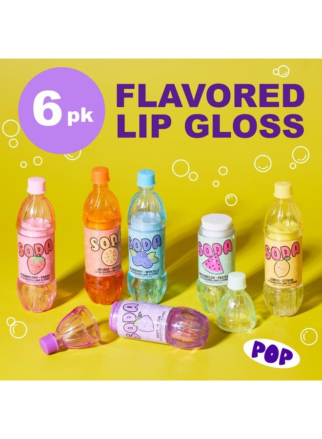 إكسبريشنز مجموعة ملمع شفاه صودا بوب من إكسبريشنز، 6 قطع - مجموعة ملمع شفاه بنكهة الفواكه المبتكرة، عبوة قيمة من ملمع شفاه لطيف على شكل زجاجة صودا، هدايا حفلات للفتيات المراهقات، ملمع شفاه غير سام للفتيات - Image 2