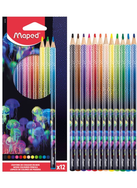 12-Piece Deep Sea Paradise Design Colour Pencils Multicolour