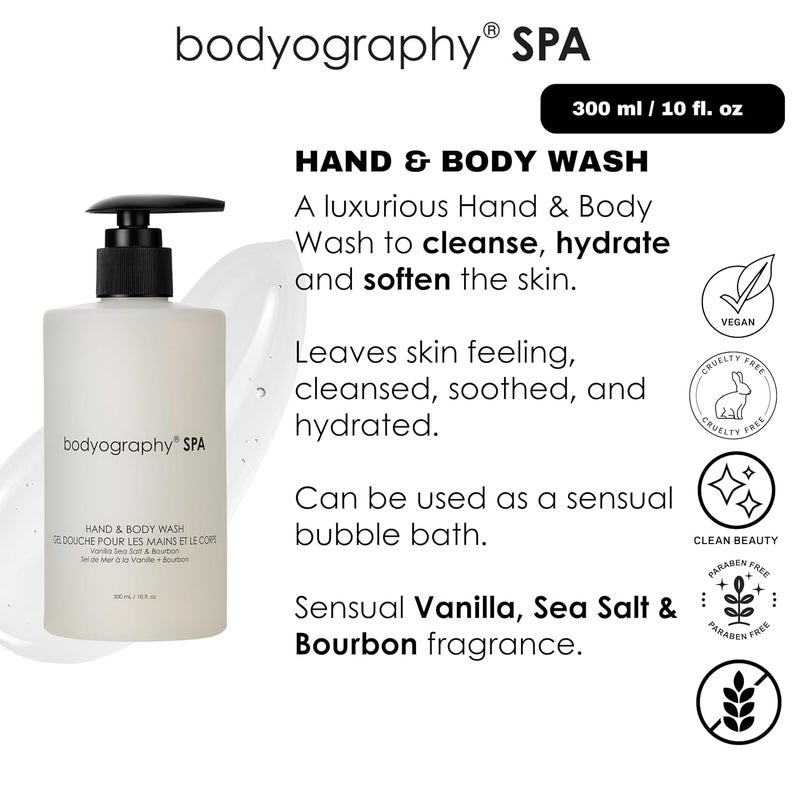 Bodyography Spa Hand Body Wash Vanilla Sea Salt Bourbon Fragrance 10 oz Luxurious Vegan Cleanser Bubble Bath Hydrating ParabenFree GlutenFree Daily Body Care - Image 2